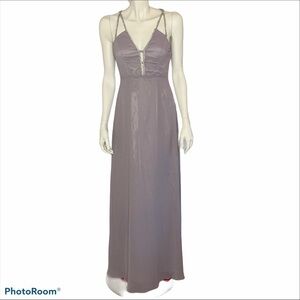 Lilac strappy beaded floor length sleeveless dress